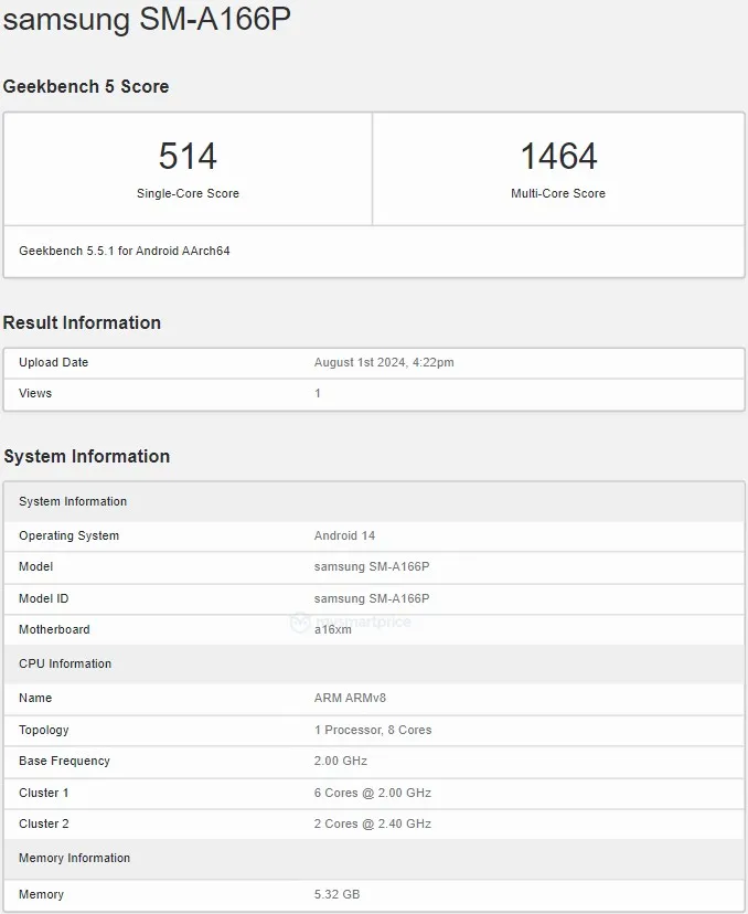 Samsung Galaxy A16 5G on Other Certification Sites